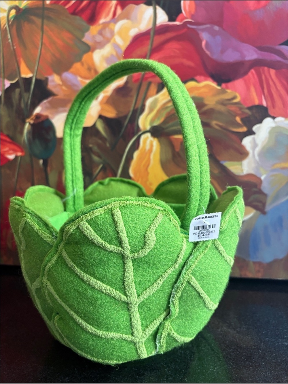 NWT Green Leaf Felt Tote Bag kids